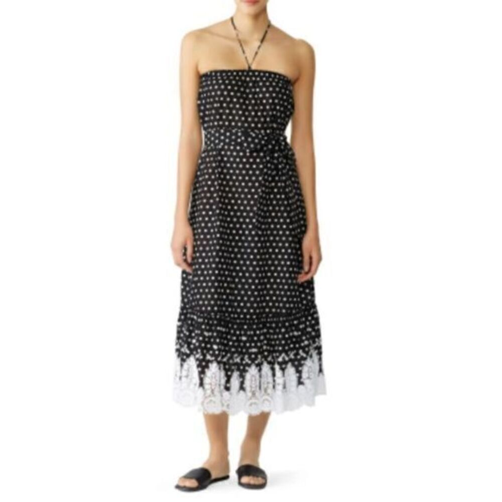 MIGUELINA Black and White Polka Dot Emery Maxi Dress US 8/ MEDIUM